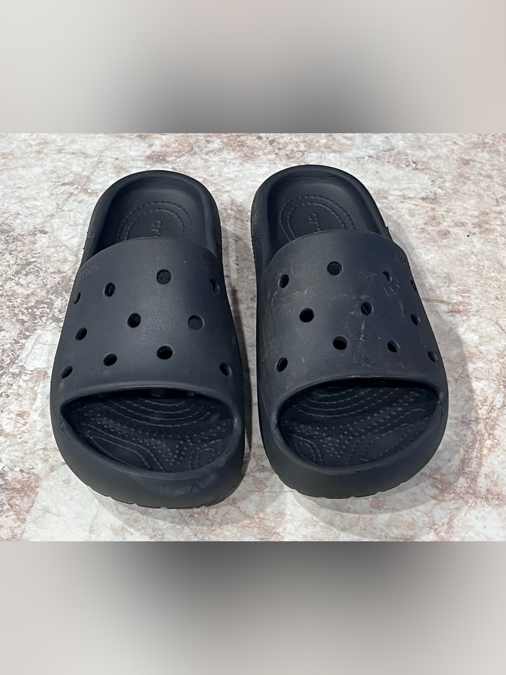 Crocs Black Slide Sandals Kids Junior Sz 4